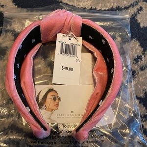 Lele Sadoughi Velvet Carnation Pink Headband NWT